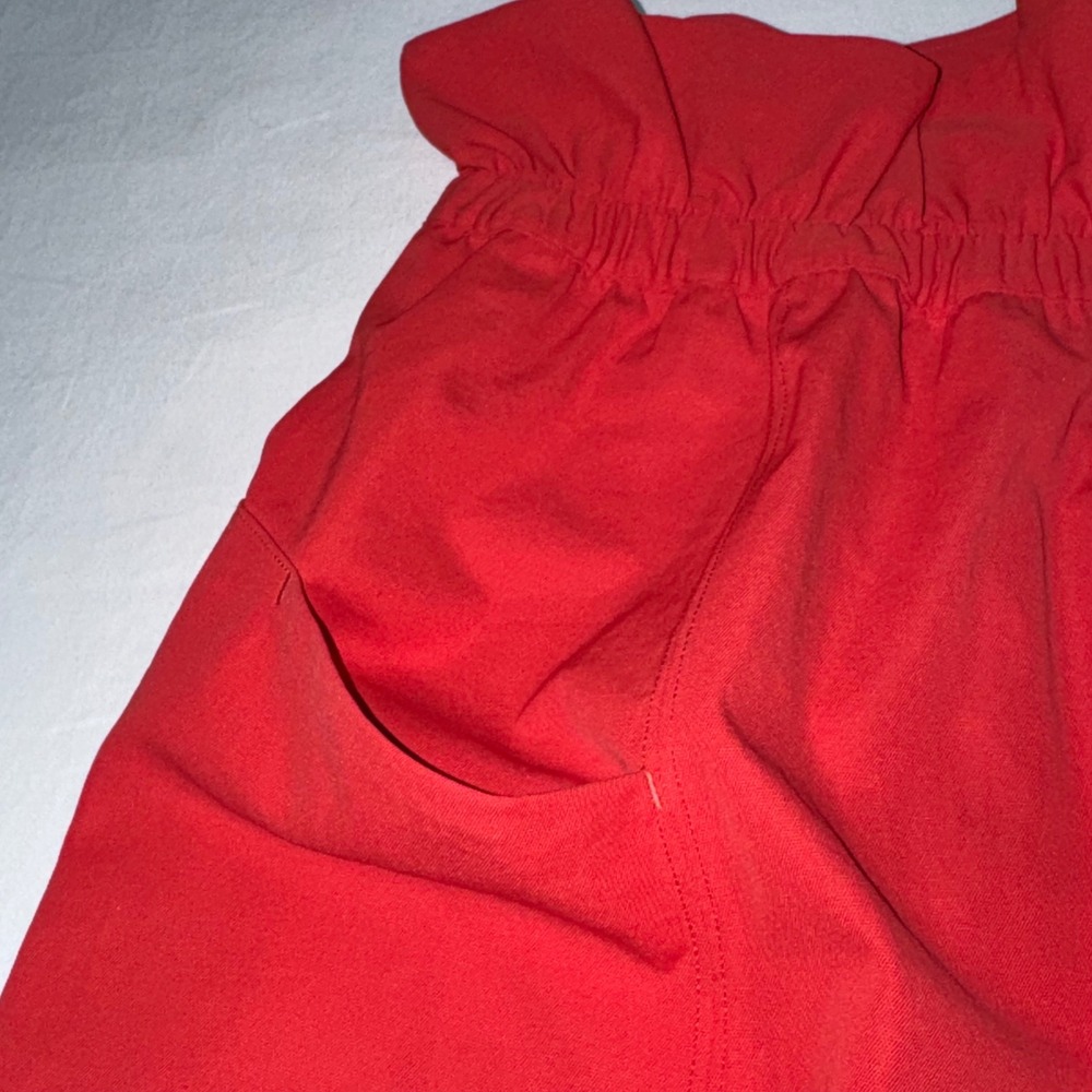 Lululemon Trip Taker Skirt Size 8 Red Paperbag Linen Blend Pockets Elastic Waist - Picture 7 of 8